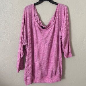 Torrid Pink Off Shoulder Long Sleeve Waffle Sweater Size 4X Women’s Plus